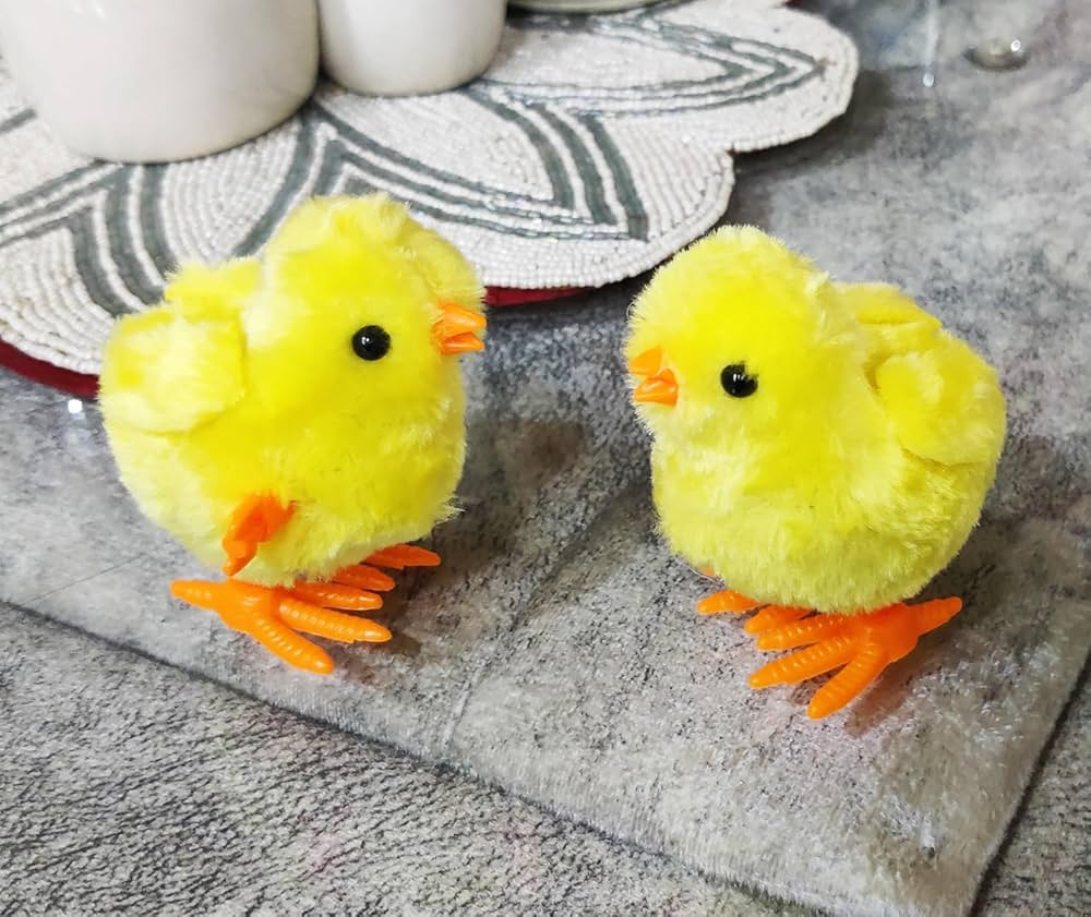 Windup Key Operated Yellow Soft Chick Toy - 1 Piece