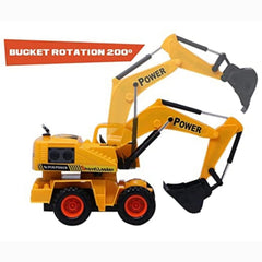 Wired Remote Control JCB Excavator Toy Truck, Construction Shovel Loader with 360° Rotation, Full-Function Steering & Working Bucket, Durable ABS, Rubber Tyres – Yellow