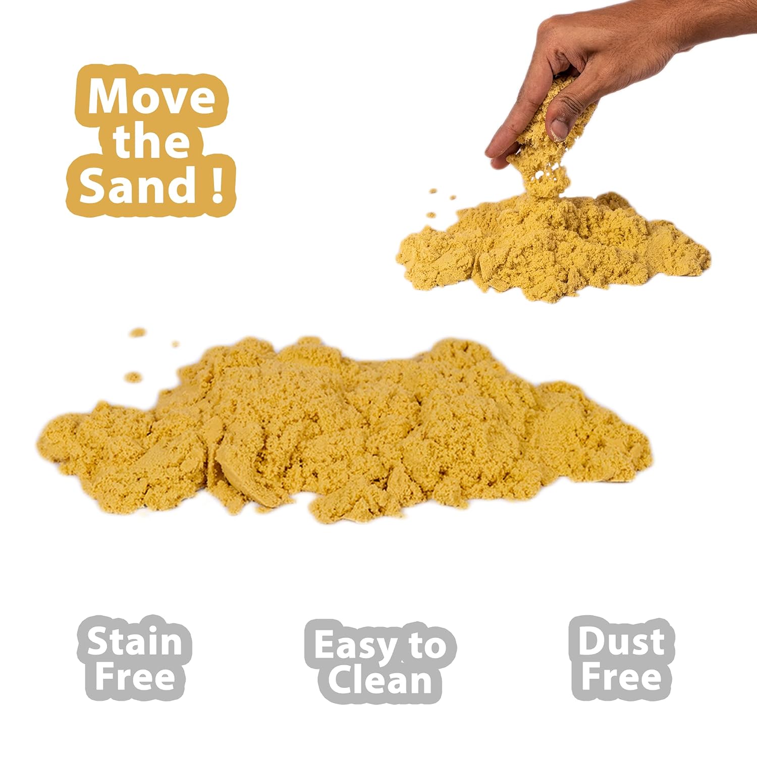Wonder Sand 1000 Grams for Play, Smooth Sand for Kids - Three Colour sand with 2 Moulds