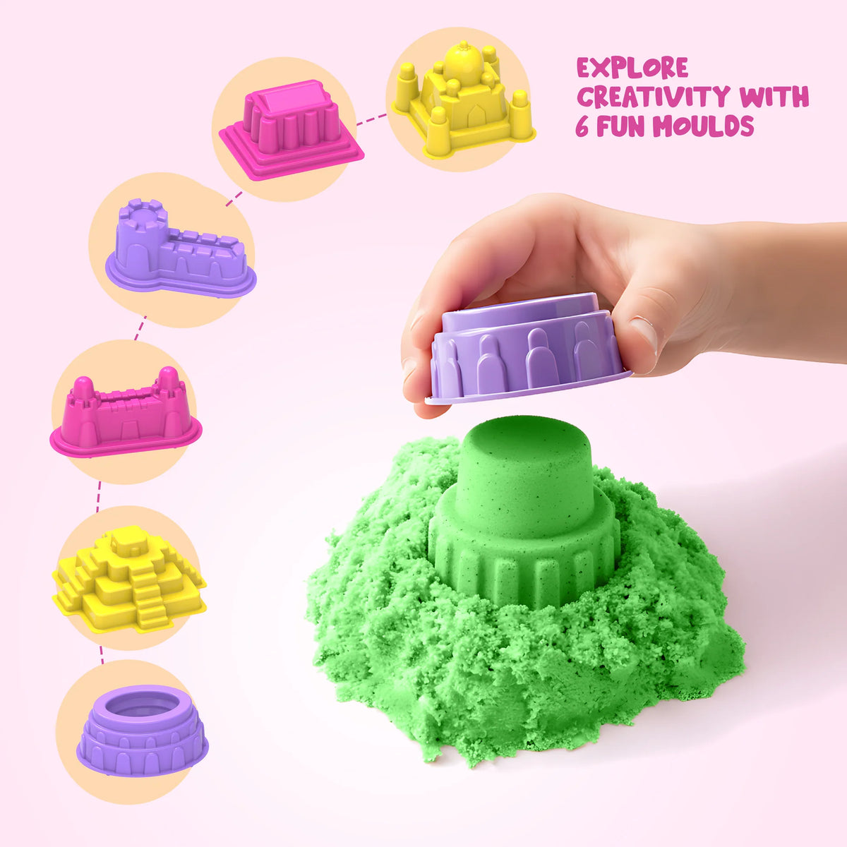 Wonder Sand Bucket with 6 Mould Set (3+ Years) 400 gram sand