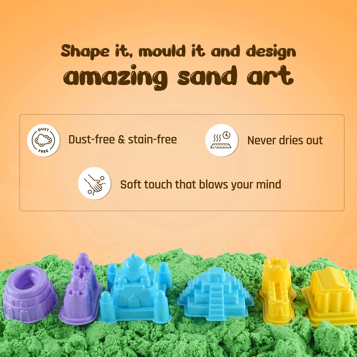 Wonder Sand Bucket with 6 Mould Set (3+ Years) 400 gram sand