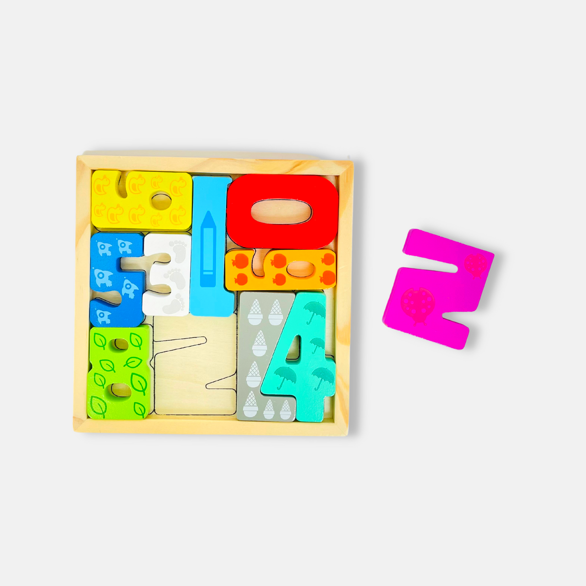 Wooden 3D Cognitive Puzzle Board - Number
