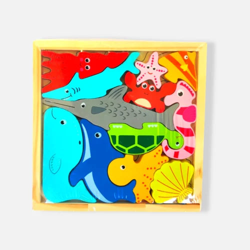 Wooden 3D Cognitive Puzzle Board - Sea Animal