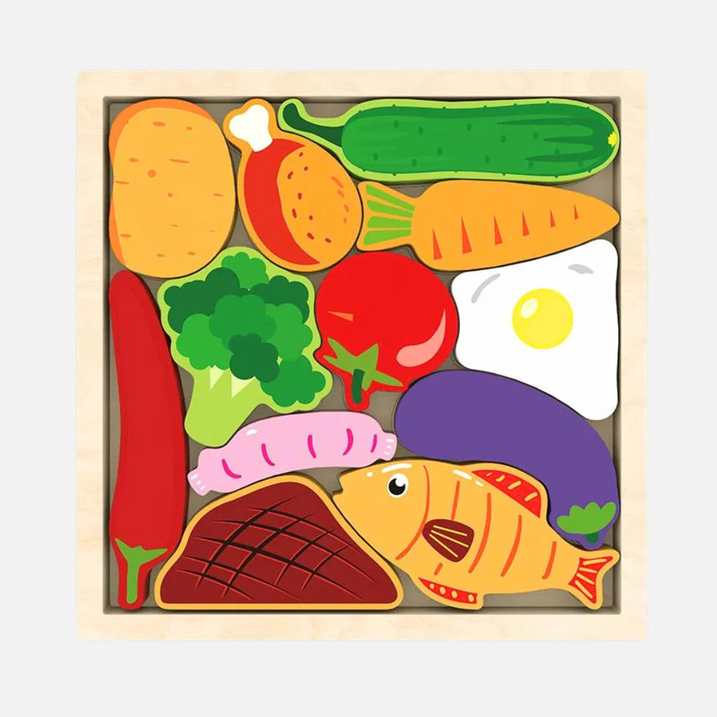 Wooden 3D Cognitive Puzzle Board - vitamins