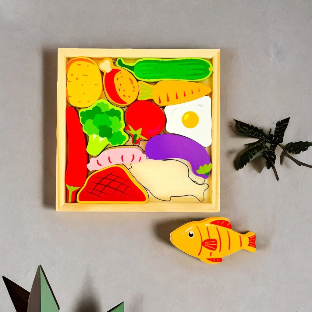 Wooden 3D Cognitive Puzzle Board - vitamins