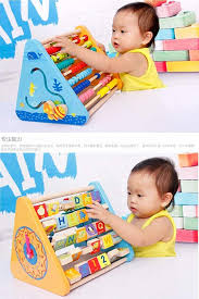 Wooden 5 Side Learning Shelf Abacus Alphabets Clock Counting Drawing for Kids - Multi Functional Learning Shelf