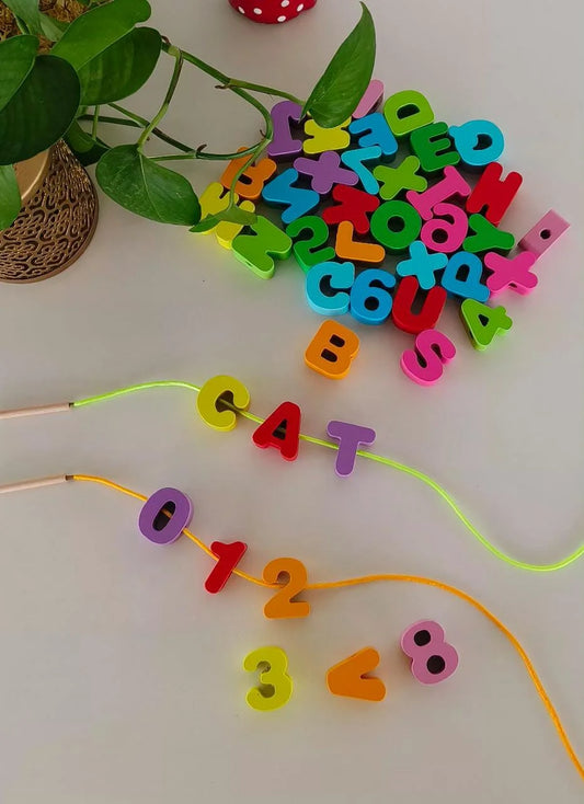 Wooden Alphanumeric Lacing - packet