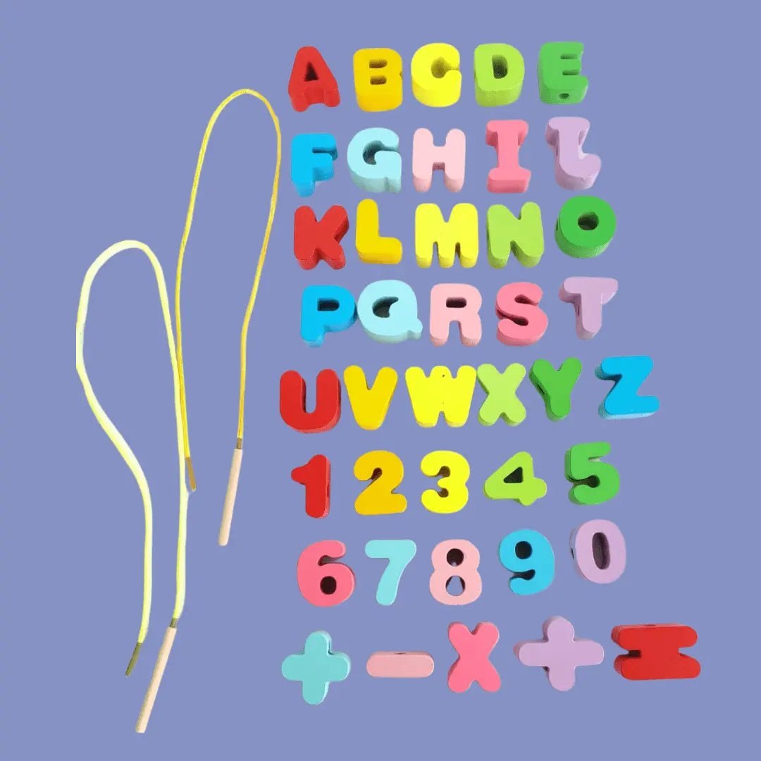 Wooden Alphanumeric Lacing - packet