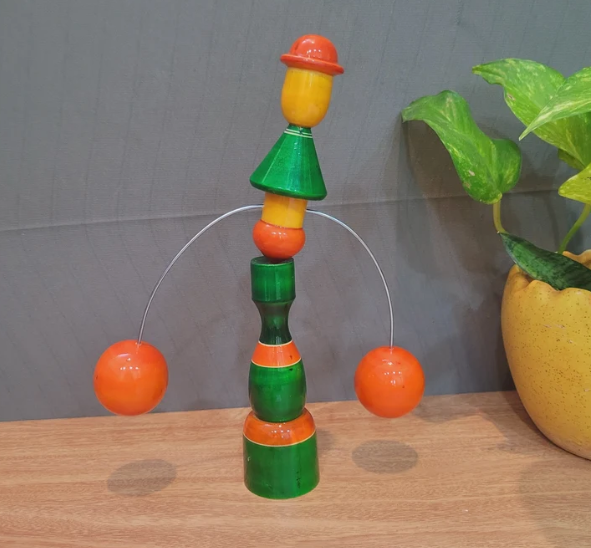 Wooden Balancing Joker Man Toy with Spinning Balls – Traditional Skill & Balance Toy for Kids