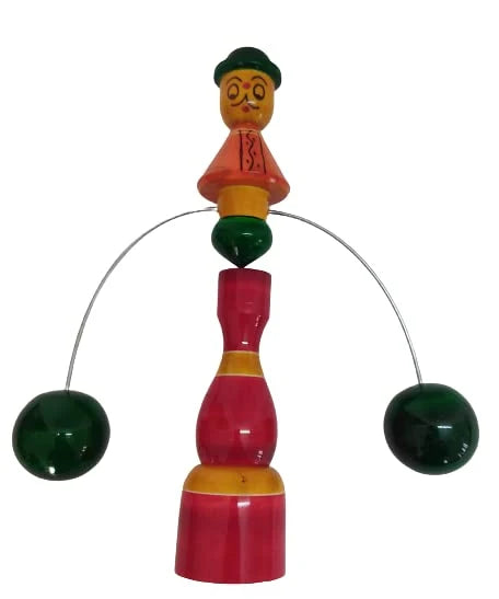 Wooden Balancing Joker Man Toy with Spinning Balls – Traditional Skill & Balance Toy for Kids