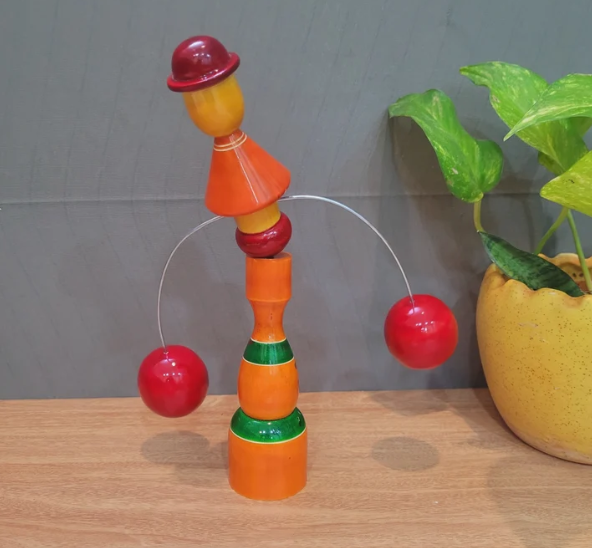 Wooden Balancing Joker Man Toy with Spinning Balls – Traditional Skill & Balance Toy for Kids
