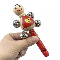 Wooden Cartoon 4 bell Rattle with Whistle - Any 1