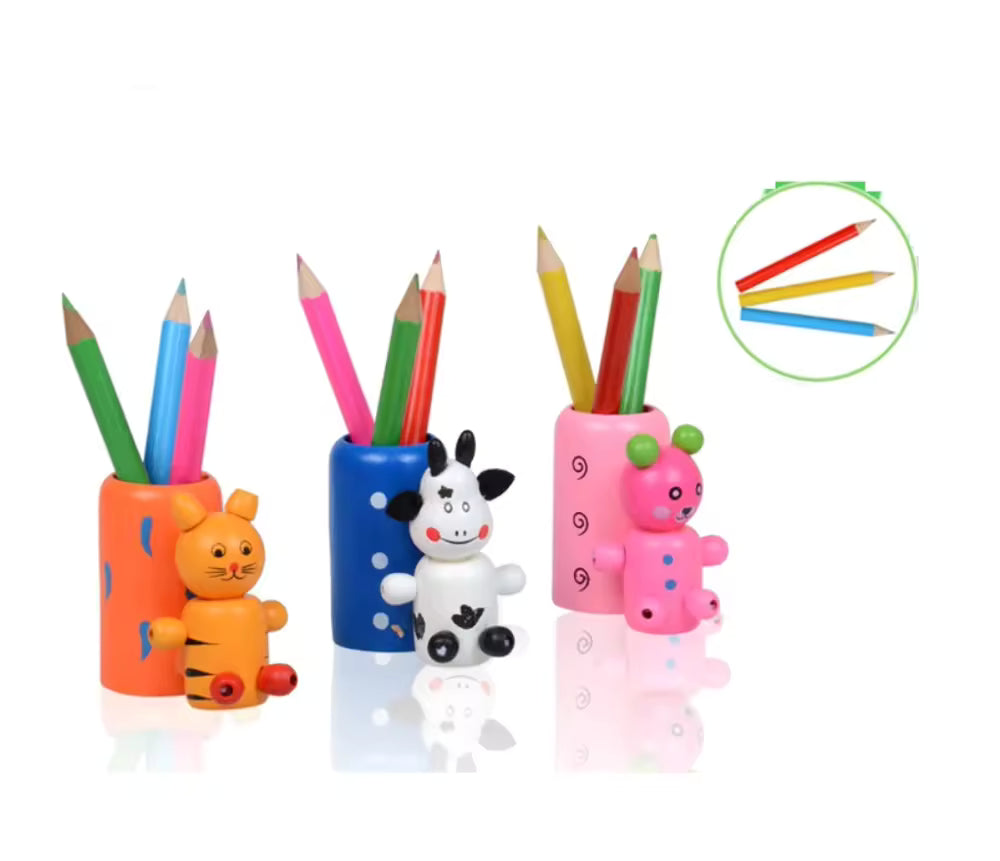 Wooden Cartoon Pen stand - Pack of Any 1