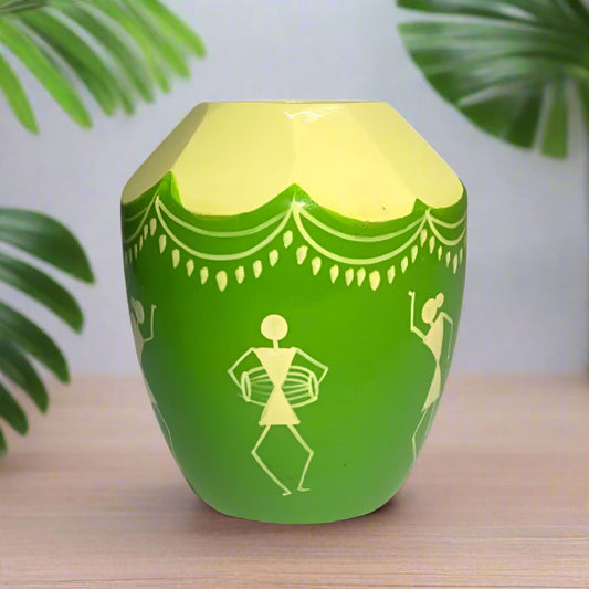 Wooden Carved Coconut Shape Penstand- Any 1 Random Colour