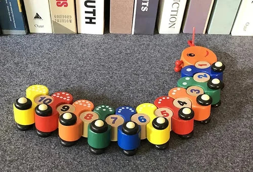Wooden Caterpillar Train Toy - Lacing Toy