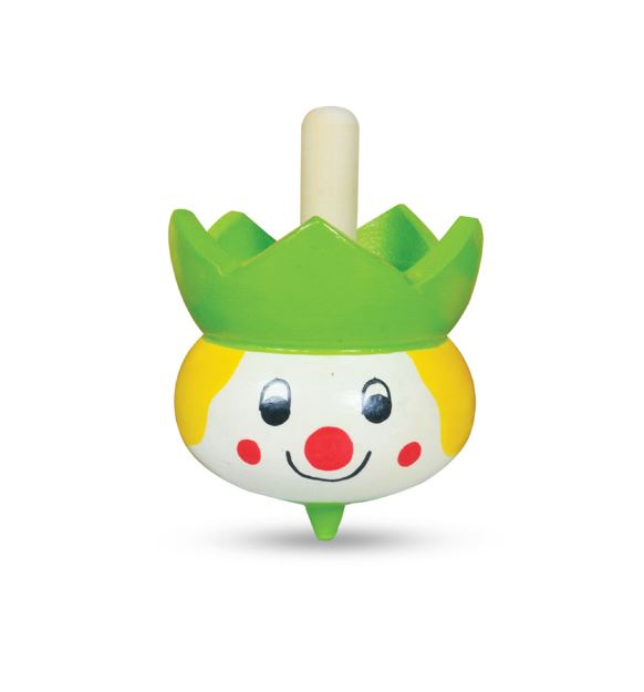 Wooden Clown Theme Spin Top Pambaram - 1 Piece