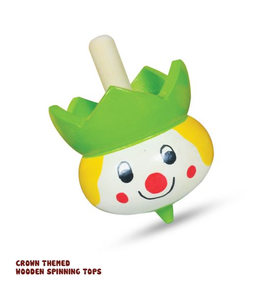 Wooden Clown Theme Spin Top Pambaram - 1 Piece