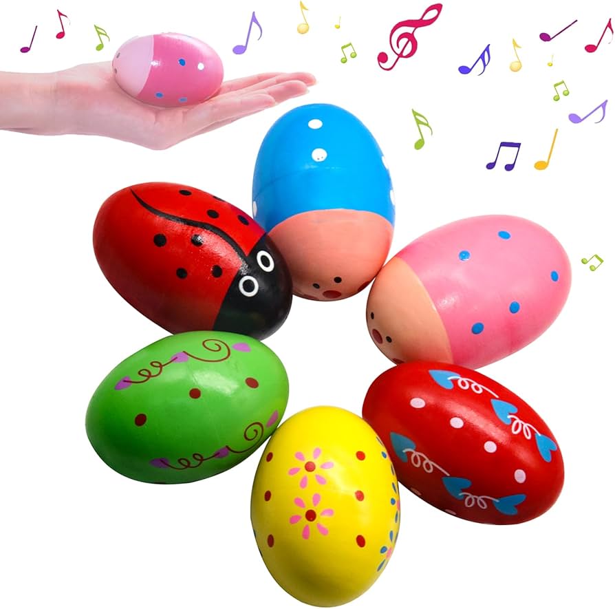 Wooden Colourful Egg Shaker Rattle For Babies - Any 1 Random