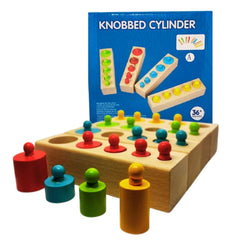 Wooden Colourful Knobbed Cylinder