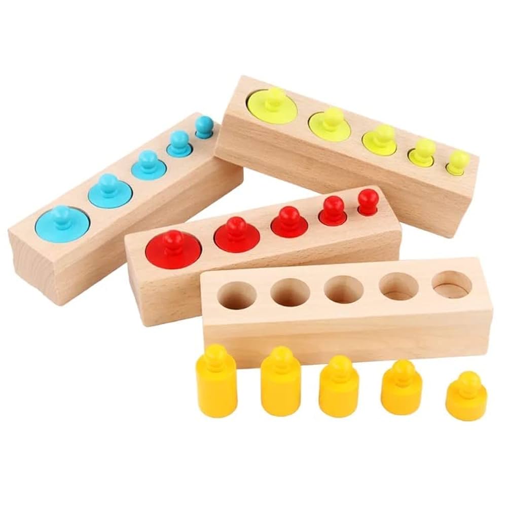 Wooden Colourful Knobbed Cylinder