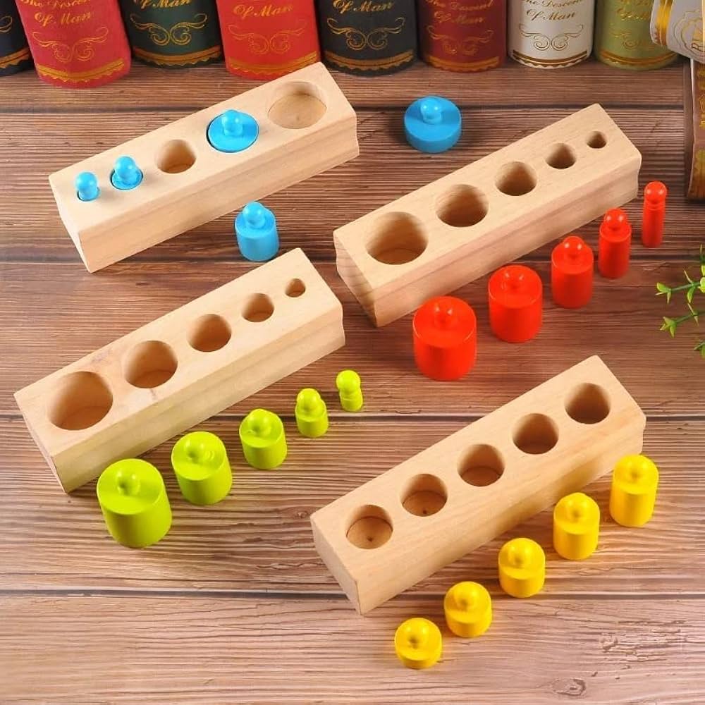 Wooden Colourful Knobbed Cylinder
