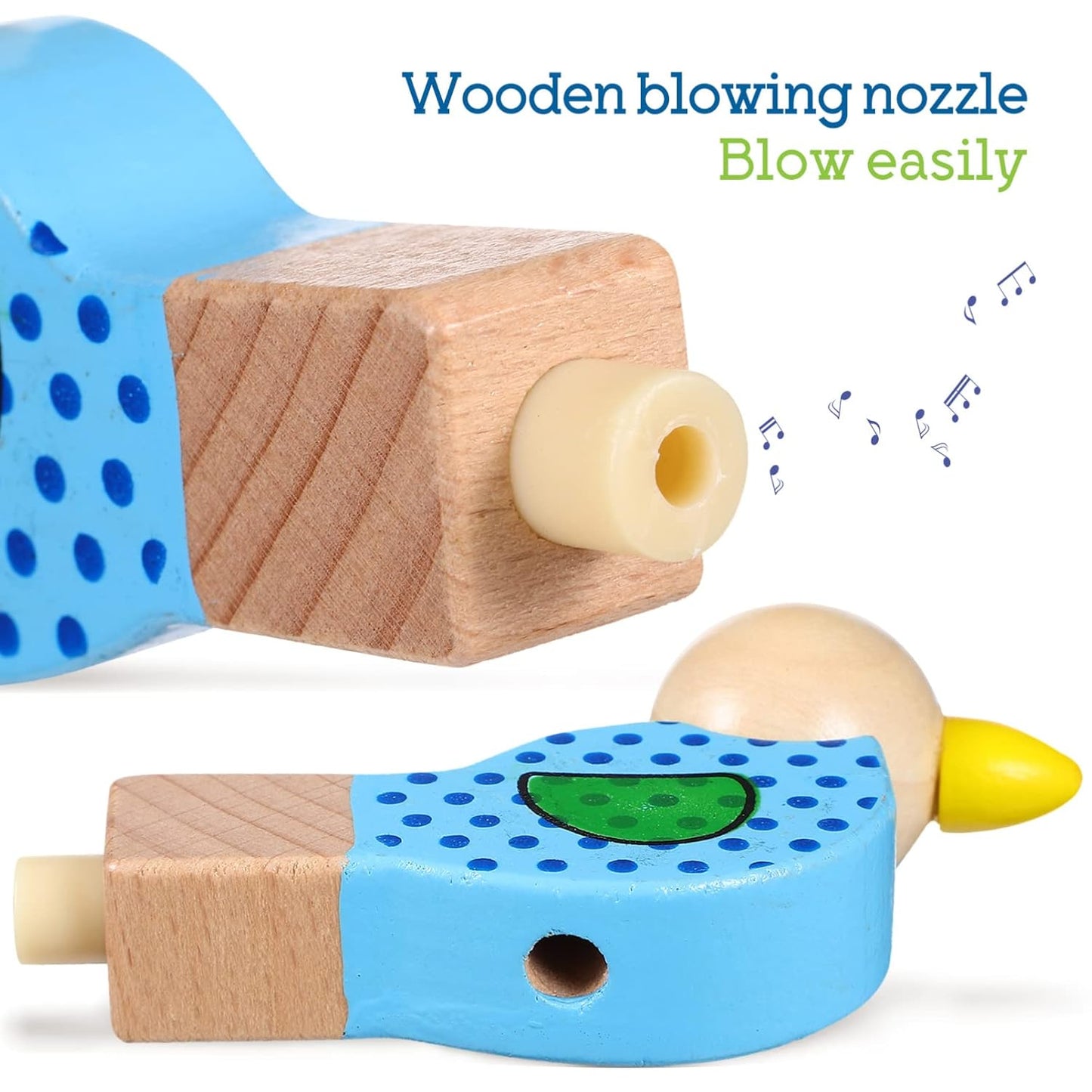 Wooden Cute Printed Bird Whistle - Any 1 Blue or Pink