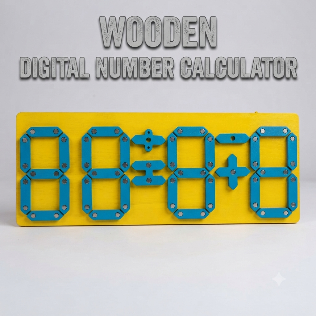 Wooden Digital Number Calculator Puzzle