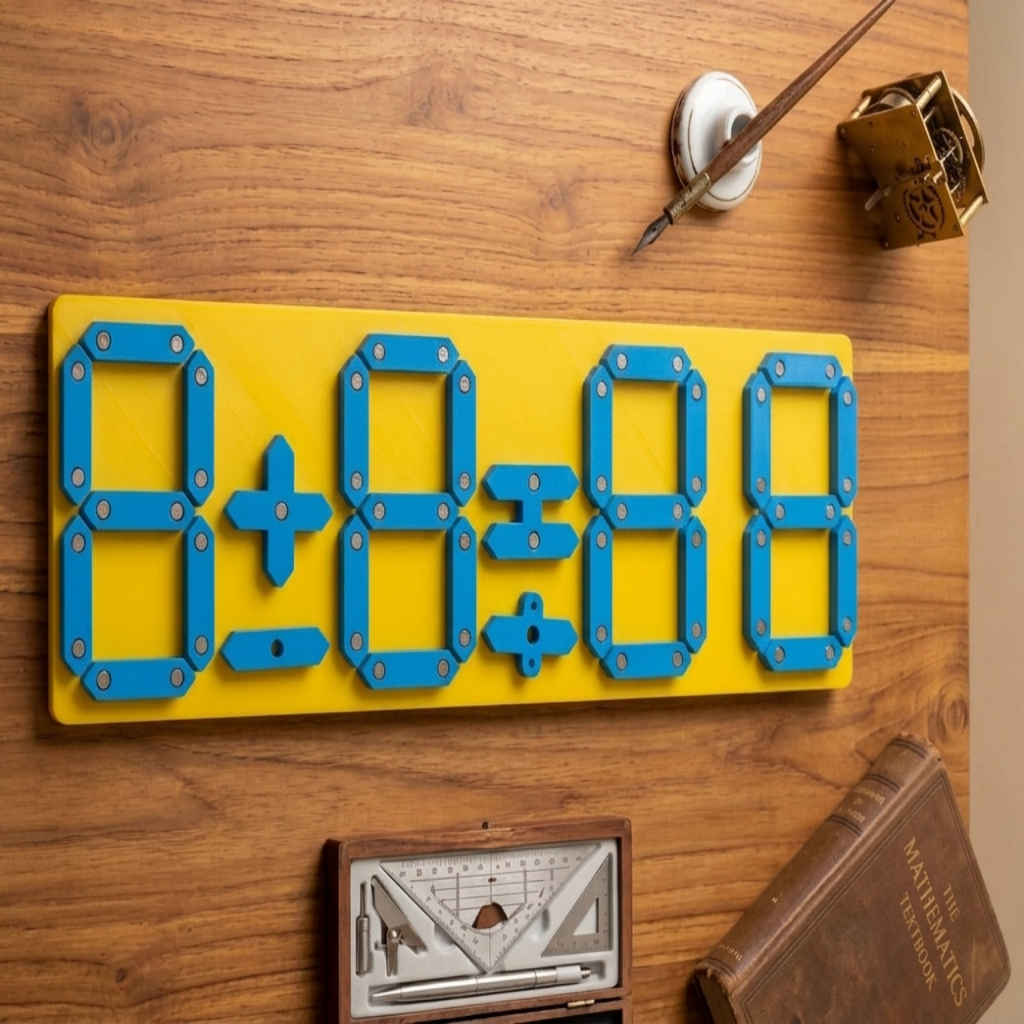 Wooden Digital Number Calculator Puzzle