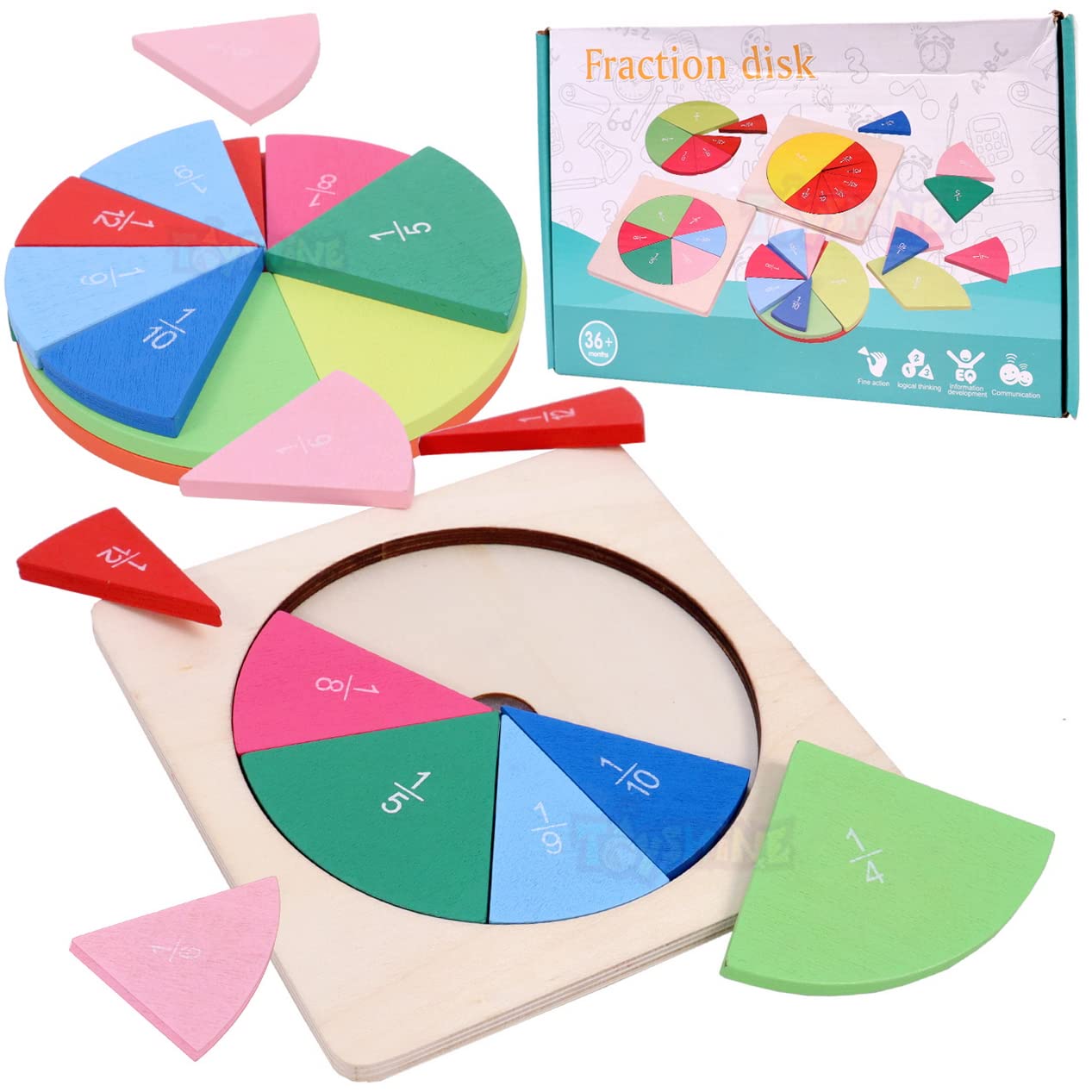 Wooden Fractions Mathematical Disk