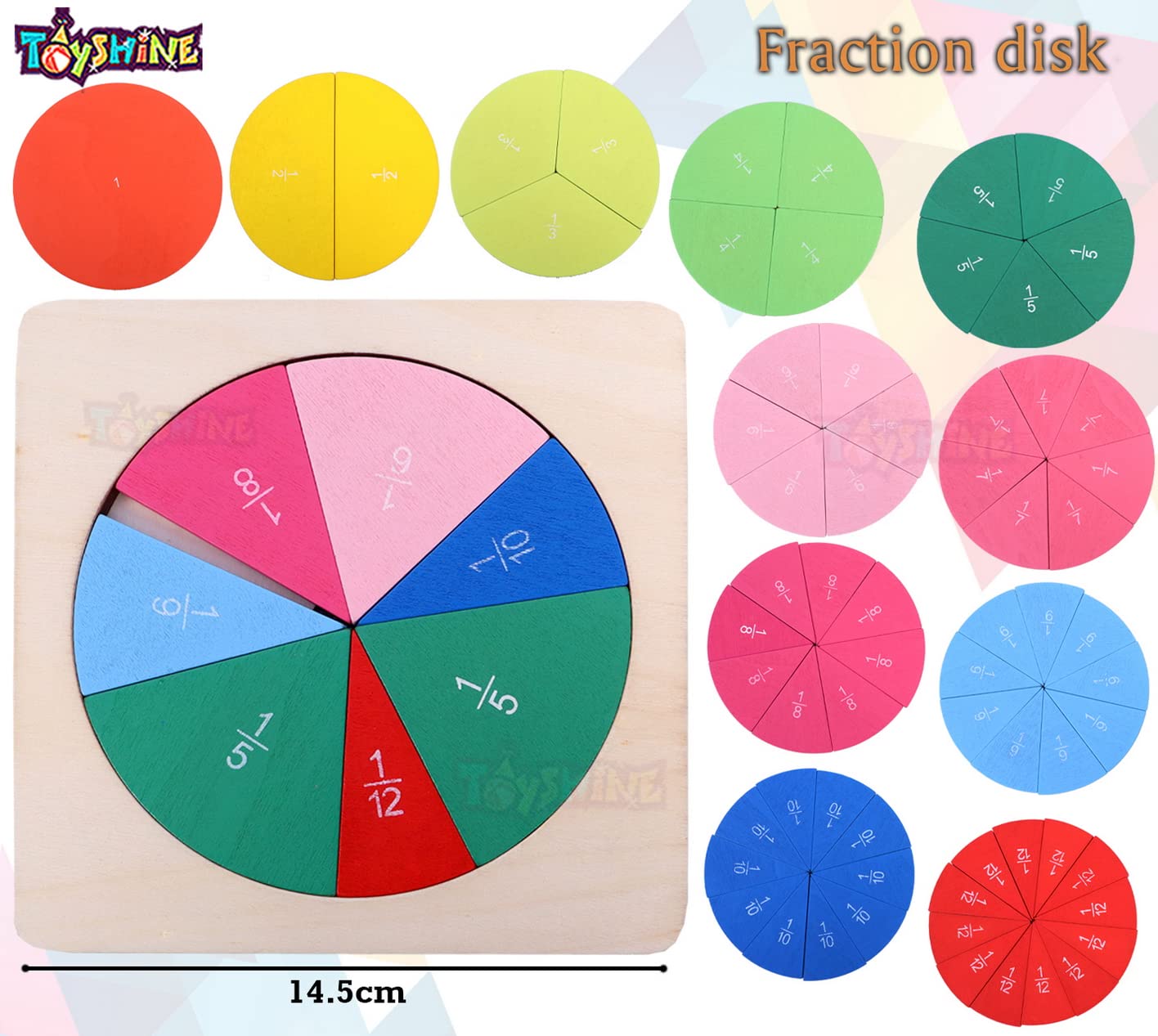 Wooden Fractions Mathematical Disk