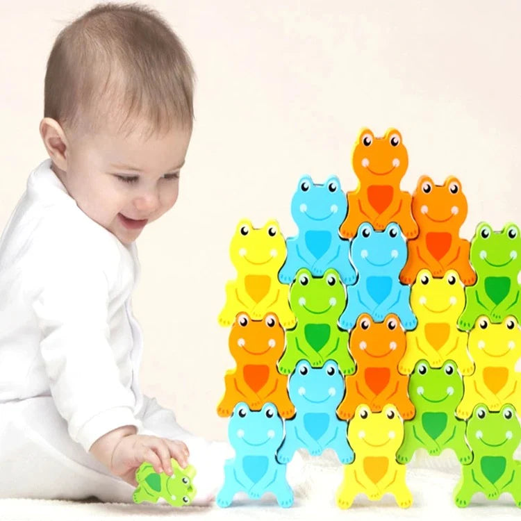 Wooden Frog Jenga Fishing Game