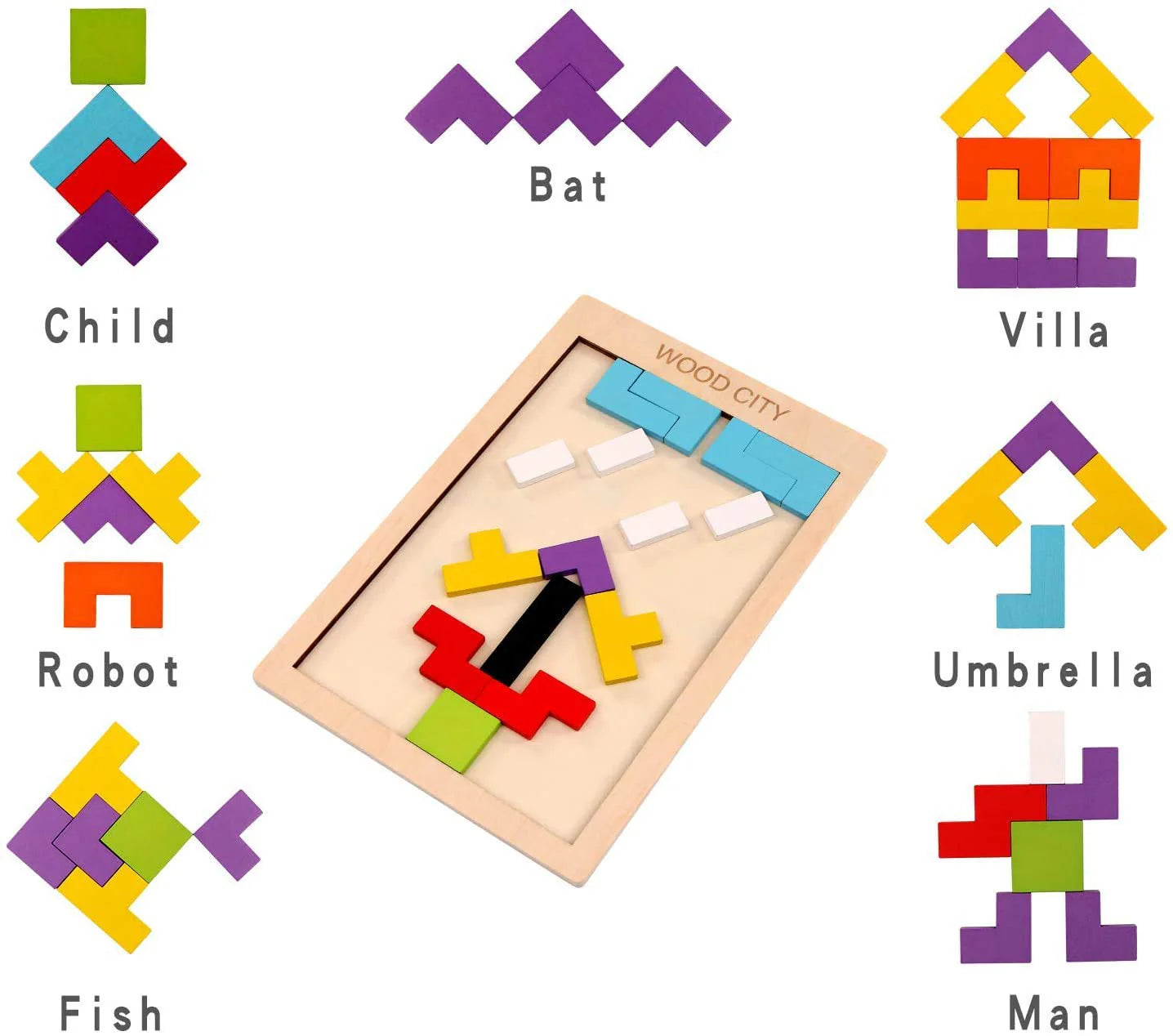 Wooden Intelligence Russian Blocks Puzzle - tanagram