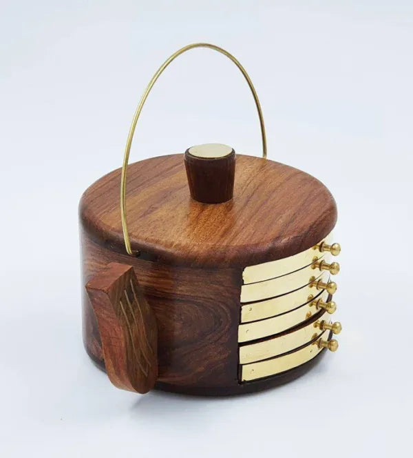 Wooden Kettle Shape Coasters Set of 6