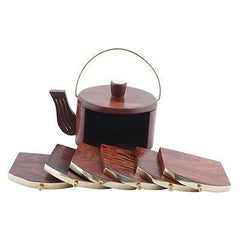Wooden Kettle Shape Coasters Set of 6