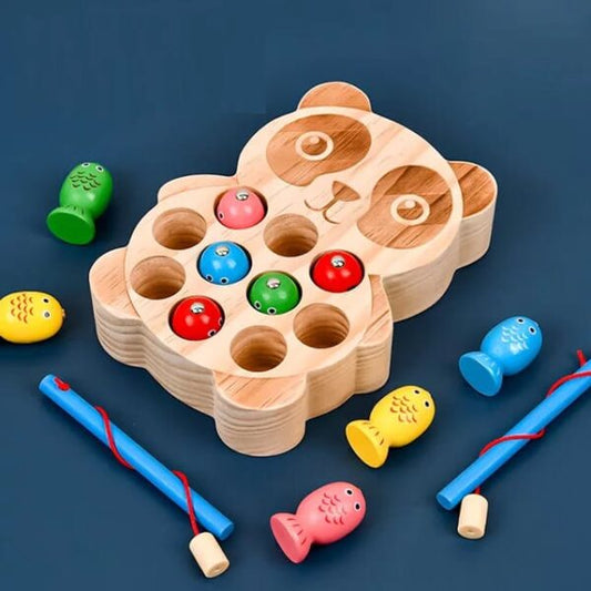 Wooden Magnet Fishing Game - Panda Fishing