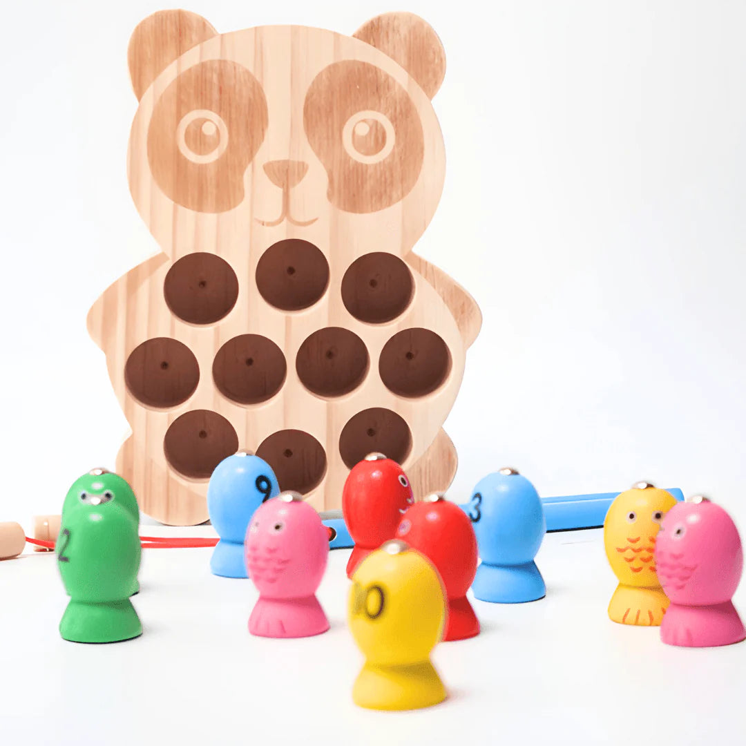 Wooden Magnet Fishing Game - Panda Fishing