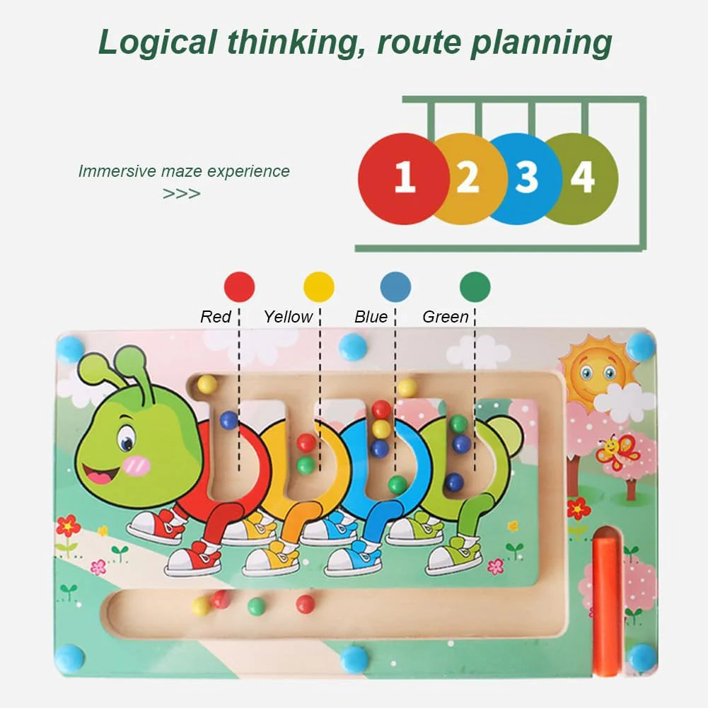 Wooden Magnetic Animal Labyrinth color sort game