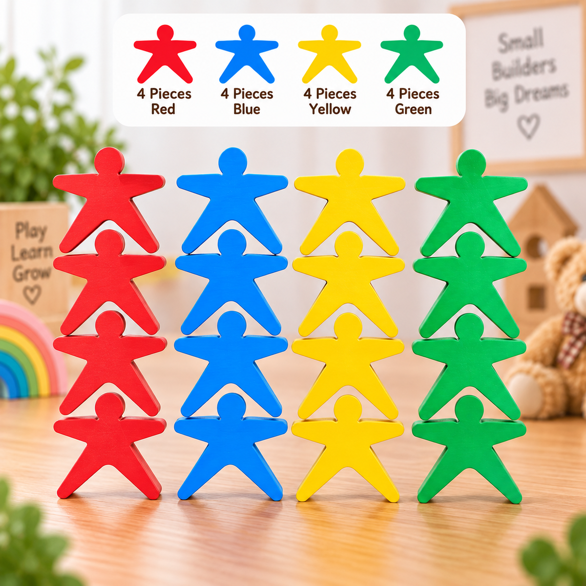 Wooden Man balance stacking blocks