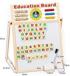 Wooden MultiPurpose Magnetic Pictures Writes Plank - stand slate with Abacus