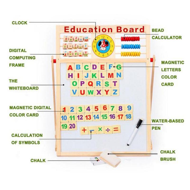 Wooden MultiPurpose Magnetic Pictures Writes Plank - stand slate with Abacus