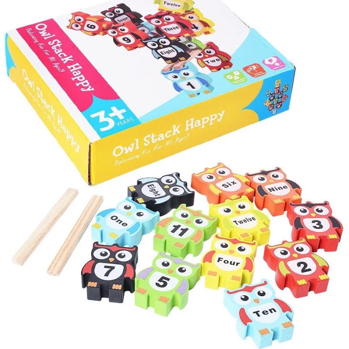 Wooden Owl Stacker toy - Owl Balancing Game