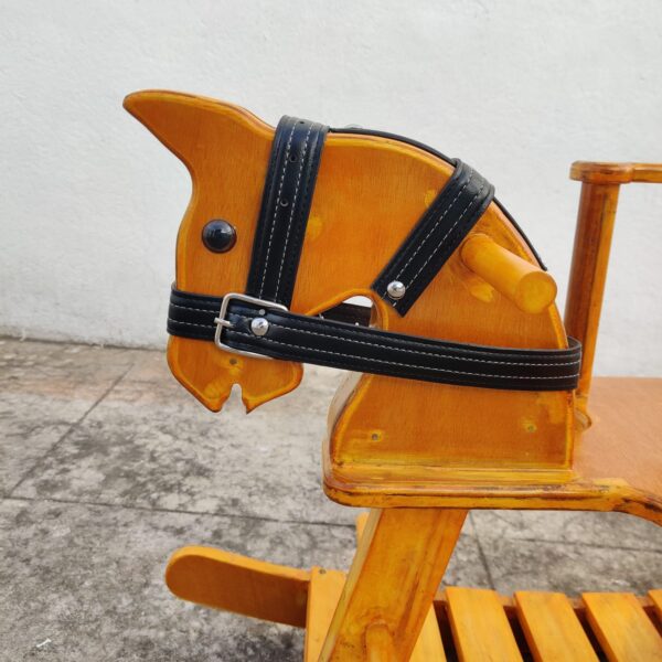Wooden Rocking Horse With Side Support Baby Protection Black Belt-Read Description