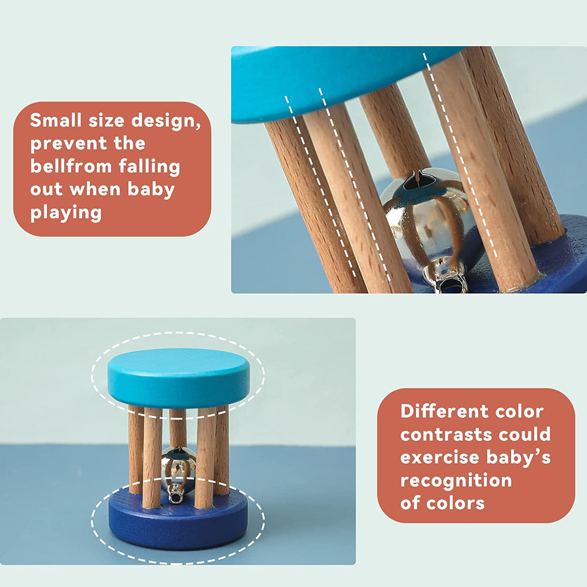 Wooden Rolling Rattle- pack of any 1