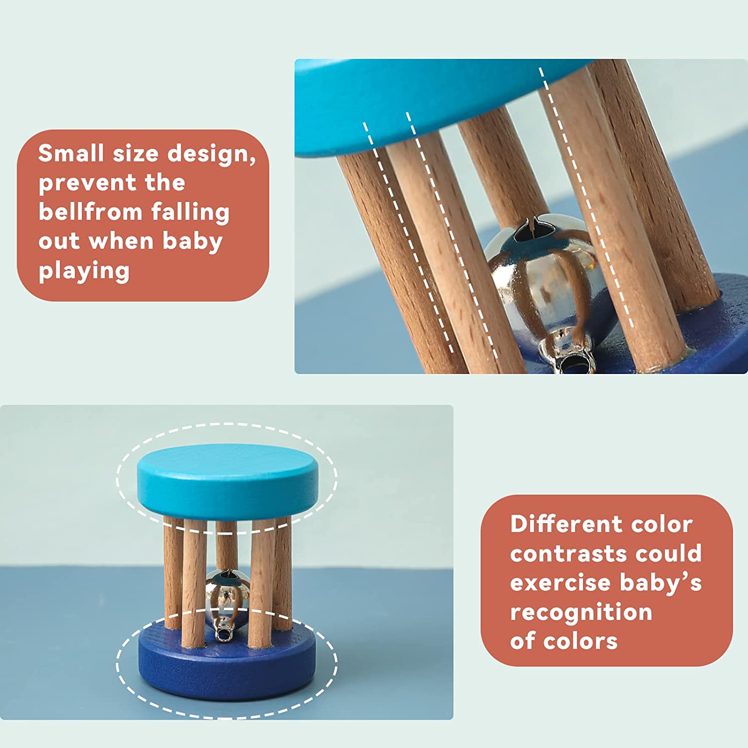 Wooden Rolling Rattle- pack of any 1