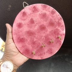 Wooden Round shape key hanger - with 4 slots Any 1 Random