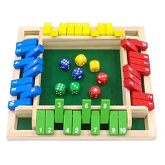 Multicolor Wooden Shut The Box Dice Game | 4 Player Board Game | Educational Math Learning Toy | Table Top Game for The Party Family | Traditional Number Game