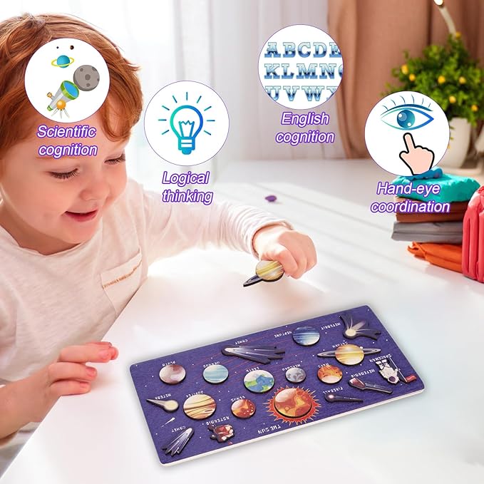 Wooden Solar System Puzzle Board