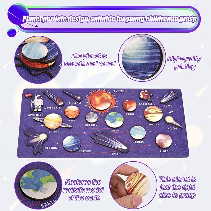 Wooden Solar System Puzzle Board