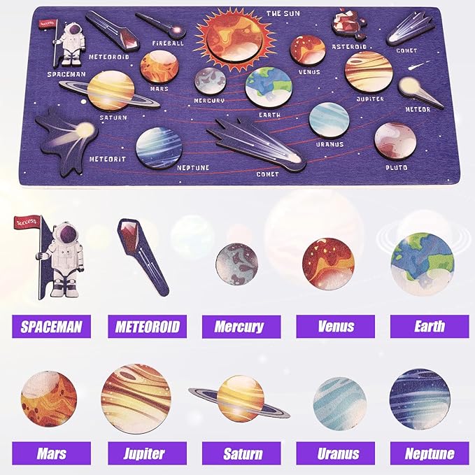 Wooden Solar System Puzzle Board