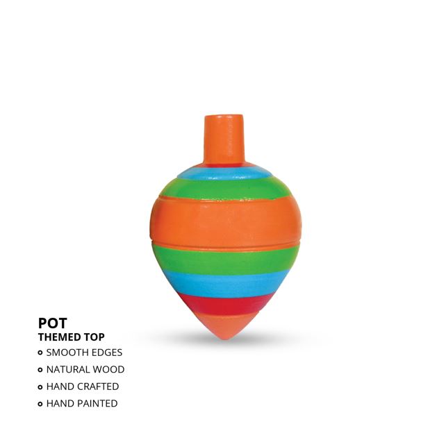 Wooden Traditional Spin Top Pambaram - 1 piece
